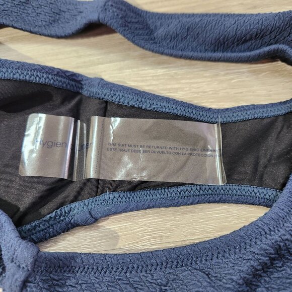 J. Crew Teal Textured Curved Waist Cheeky Bikini Bottom New With Tags Women's S - Picture 5 of 15